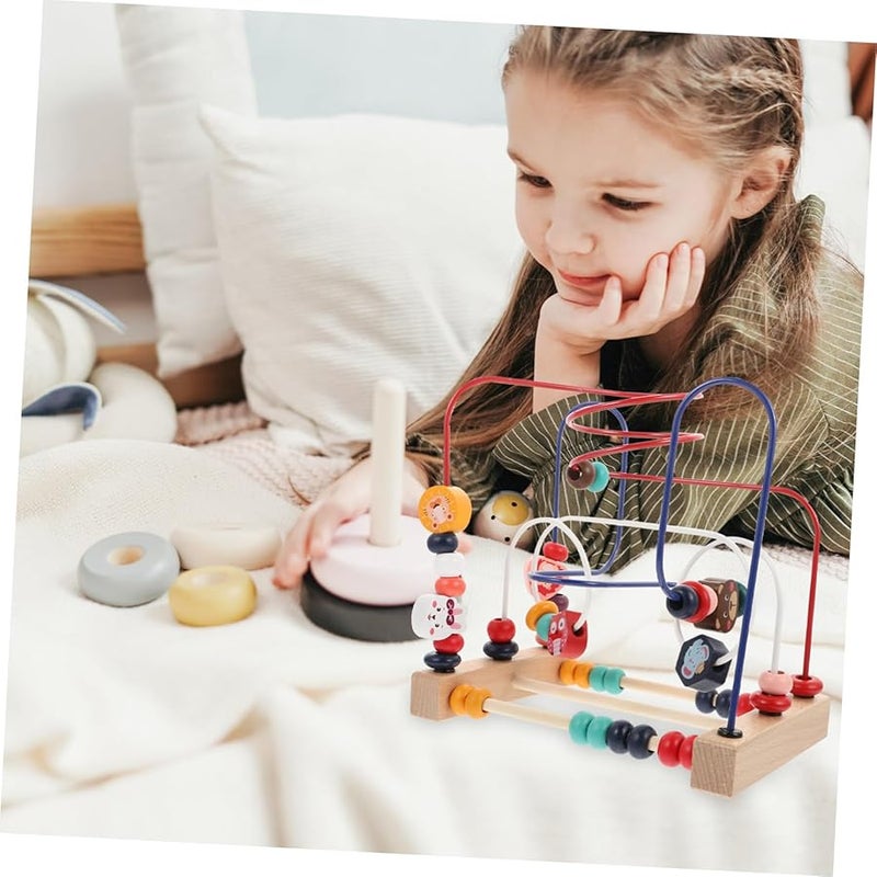 لعبة متاهة الخرز الخشبية للتعلم المبكر ومطابقة الألوان وتدريب التنسيق بين اليد والعين - Image 2